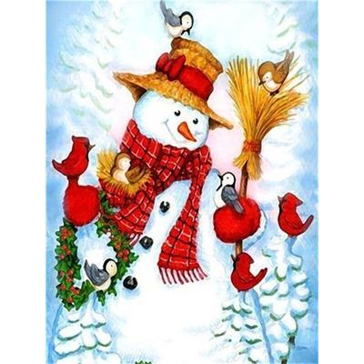 Pittura Diamante Pupazzo di Neve Natale Cartone Animato Tondo Foratura Completa Ricamo Punto Croce