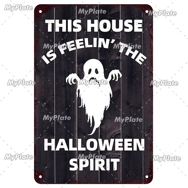 

[MyPlate] Металлическая вывеска на Хэллоуин, винтажная жестяная вывеска, декоративная табличка для кафе-бара, домашний декор, вечерние наклейки на стену, ведьма, постер, подарок 20x30cm