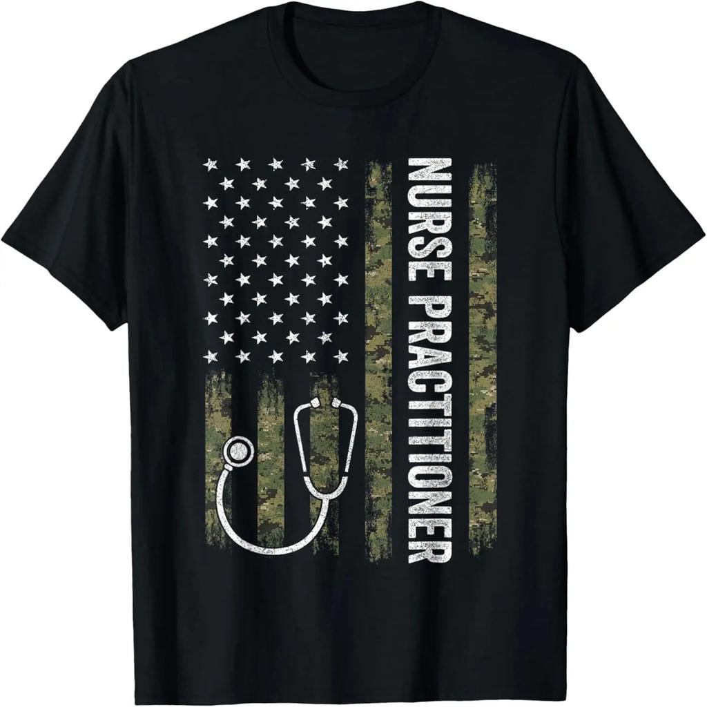Nursing Shirts For Women Men, Nurse Practitioner USA Flag T-Shirt