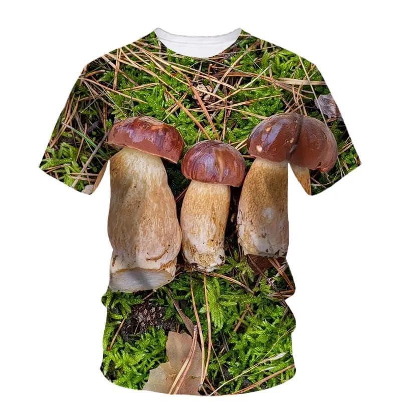 Men's T-Shirt 3D Print Natural Mushroom Graphic T Shirt For Men Women Streetwear Crew Neck Short Sleeve