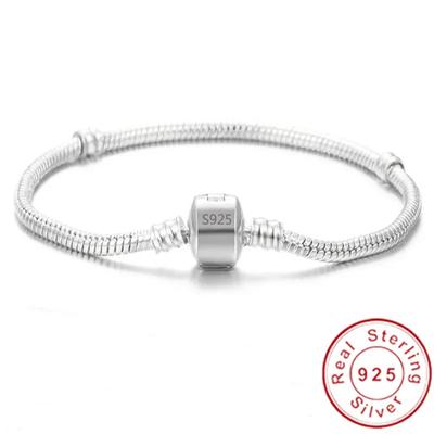Pulseira Original de Corrente com Pingentes em Prata 925 Festa Casamento Joias Longa 16-23cm Pulseiras de Osso de Cobra para Mulheres Joias DIY