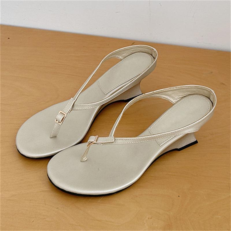 Eiyken Designer Buckle Clip Toe Women Slippers Fashion Wedges High Heels Sandals Summer Flip Flops Female Shoes
