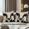 Rustic Farmhouse Cow Pillow Covers Set Of 2 Faux Embroidery 2D Print Soft Linen Feel For Sofa Bed Living Room Country Decor