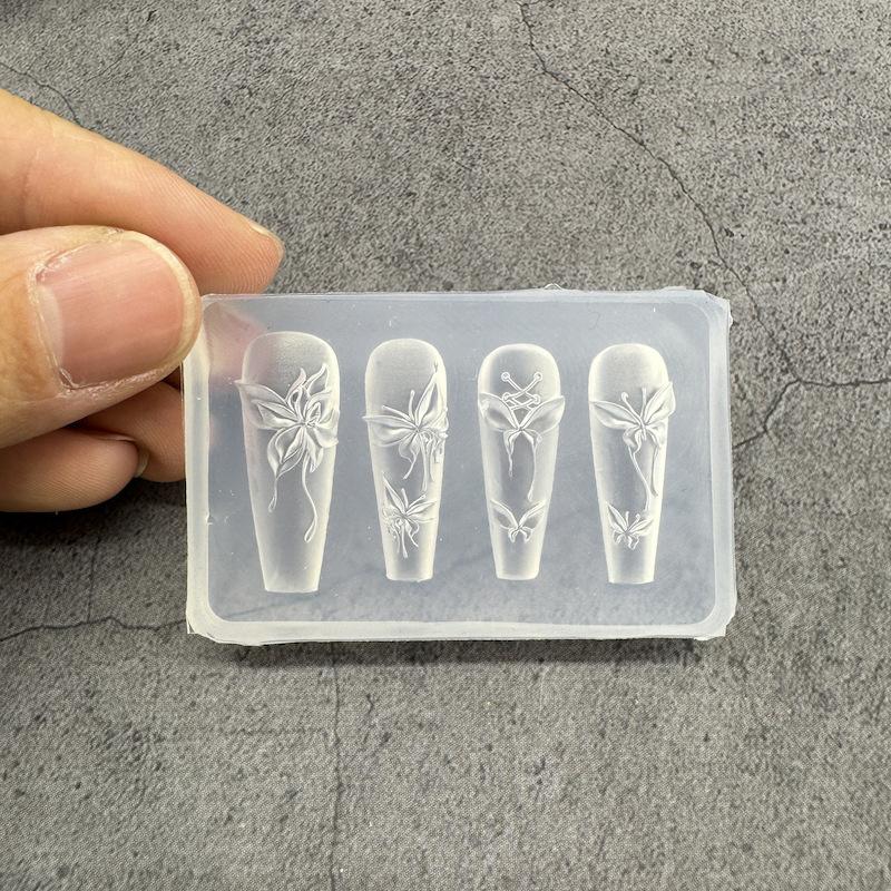 Transparent Silicone Nail Art Mold Exquisite Handmade Butterfly Bow Flower 3D Nail Art Accessory Diy Creative Nail Art Mold Gift