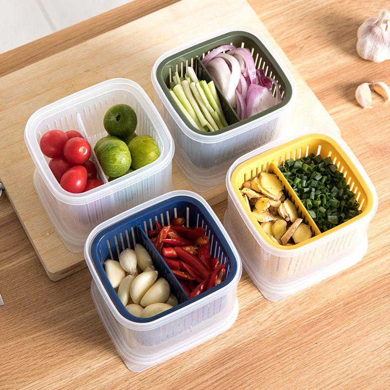 Transparent Double Layer Fresh-keeping Box For Ginger Garlic Onion Storage And Preservation