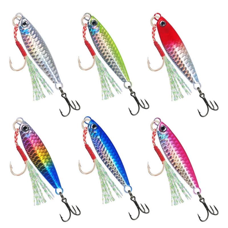 5Pcs Metal Cast Jigging Spoon Lures with Treble Hook Spinner Baits 10g/20g Casting Jig Sinking Fishing Baits Spinnerbait