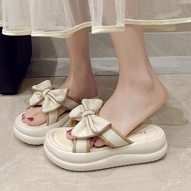 Bow Fairy Comfortable Sandal Slippers Women Summer Outer Wear Fairy Thick Bottom One Slipper Women Fashion Women Summer Breathable Shoes