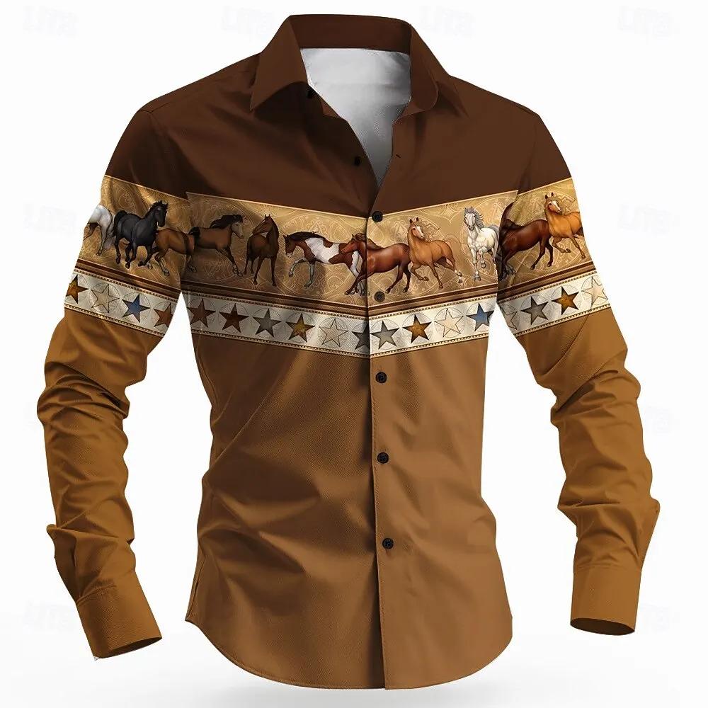 Western Tribal Pattern Long Sleeve Shirt, Stylish Buffalo Design