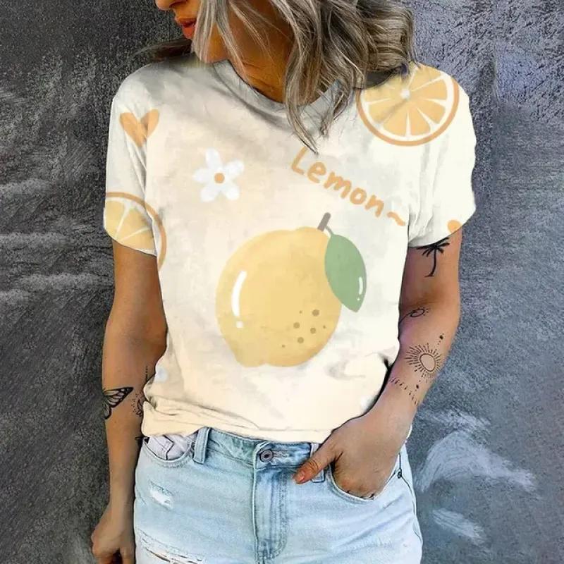 Women's Short Sleeve Crew T-Shirt Fashion Geometric Lines Print T-Shirt Summer Casual Elegant Top Women's Clothing T-Shirt