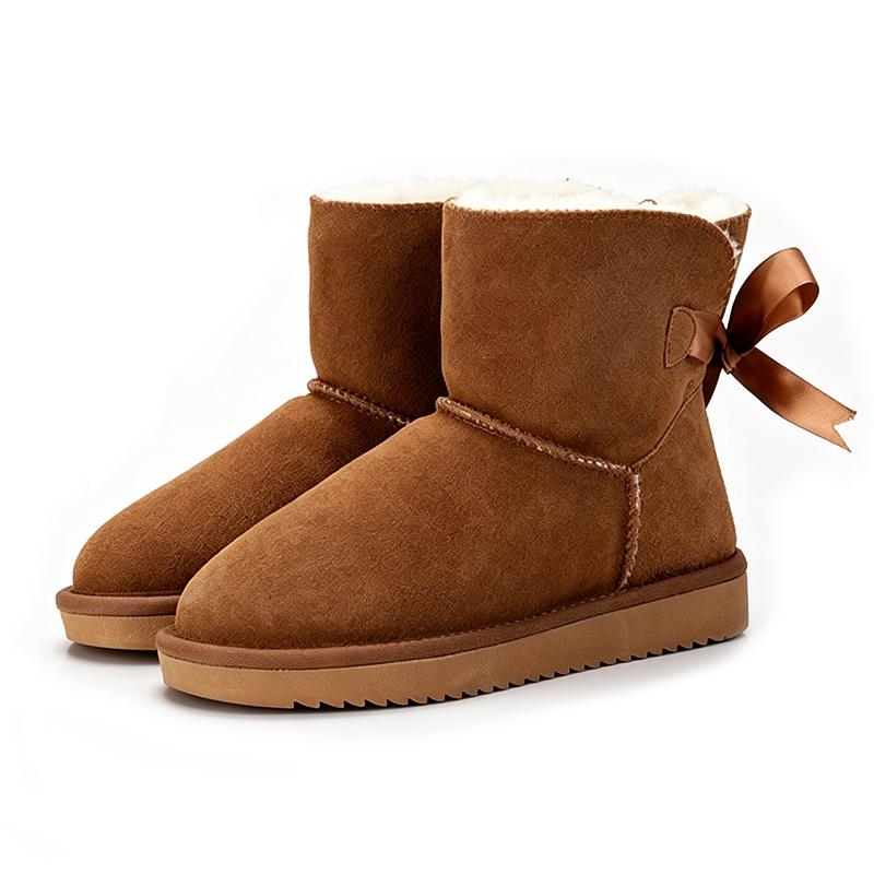 Neue Mode Damen Warme Schneestiefel Winterstiefel 100% Echtes Rindsleder Damen Stiefel Knöchelschuhe Größe 35-44