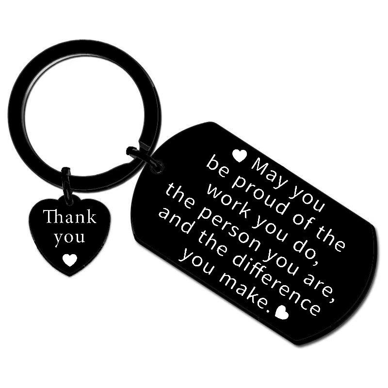 Stainless Steel Keychain Drive Safe A Pair Double Sided Grateful Inspirational Small Gift For Friends Current European Style Keychain for Backpack Bag