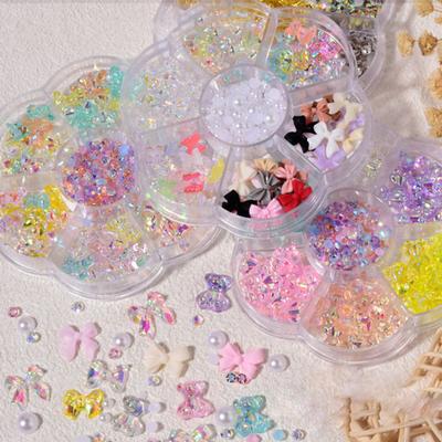 Yousheng 1 Schachtel Nagelsticker Niedlicher 3D-Effekt Harznägel Aurora Strass Werkzeuge DIY Zubehör
