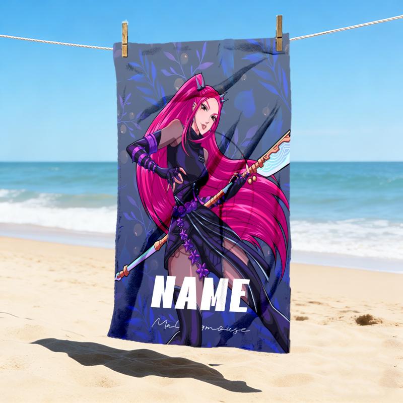 Personalized Name Fantasy Sisters Stylish Digital Printing Beach Towel Quick‑Drying Absorbent Blanket for Beach Pool Gym Travel