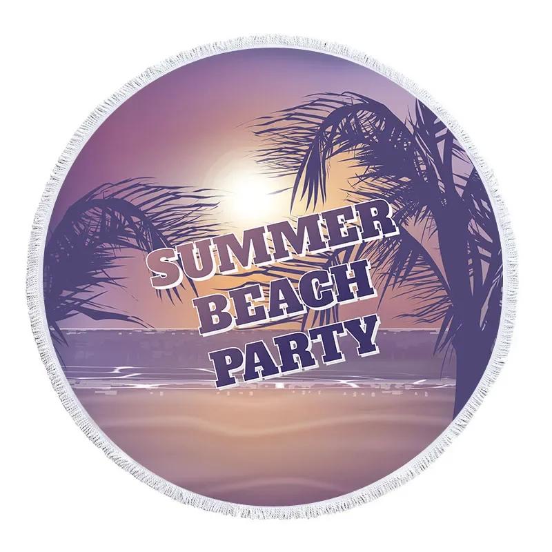 Summer Boho Style Towel Beach Landscape Mandala Big Terry Towels Tree Sea Woman Scenic Vacation Round Beach Towel