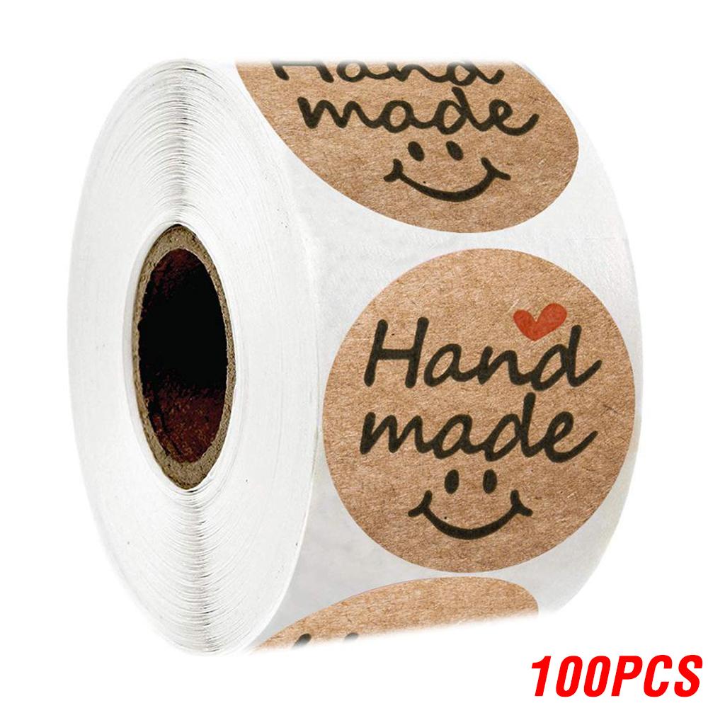 100 à 500 autocollants vintage en papier kraft pour scrapbooking, cadeaux et papeterie. Étiquettes autocollantes faites main avec amour. Merci pour vos autocollants !