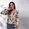 BITCED 19 Floral Checkered Chain Floral Checkerboard Printed Long Sleeve Chiffon Shirt for Women Spring and Autumn