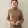 Elegant Women's High-Neck Cashmere Sweater: Double-Ply Thick, Large Cable Knit, Perfect for Autumn & Winter