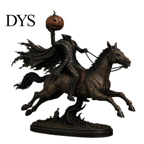 Einzigartige Weihnachtsgeschenke Beleuchtete Kopflose Reiter Statue, Aufleuchtendes Reitpferd Warmer Dunkler Horror Stil Dekorationen Leuchtende LED Kürbiskopf Skulptur