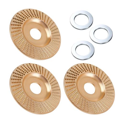 3Pcs Angle Grinder Polishing Pad, Wide Angle Grinder Compatible 4-4.5 Inch with Adapters, Curved Grooved Anti-Clog Teeth for Engraving Polishing