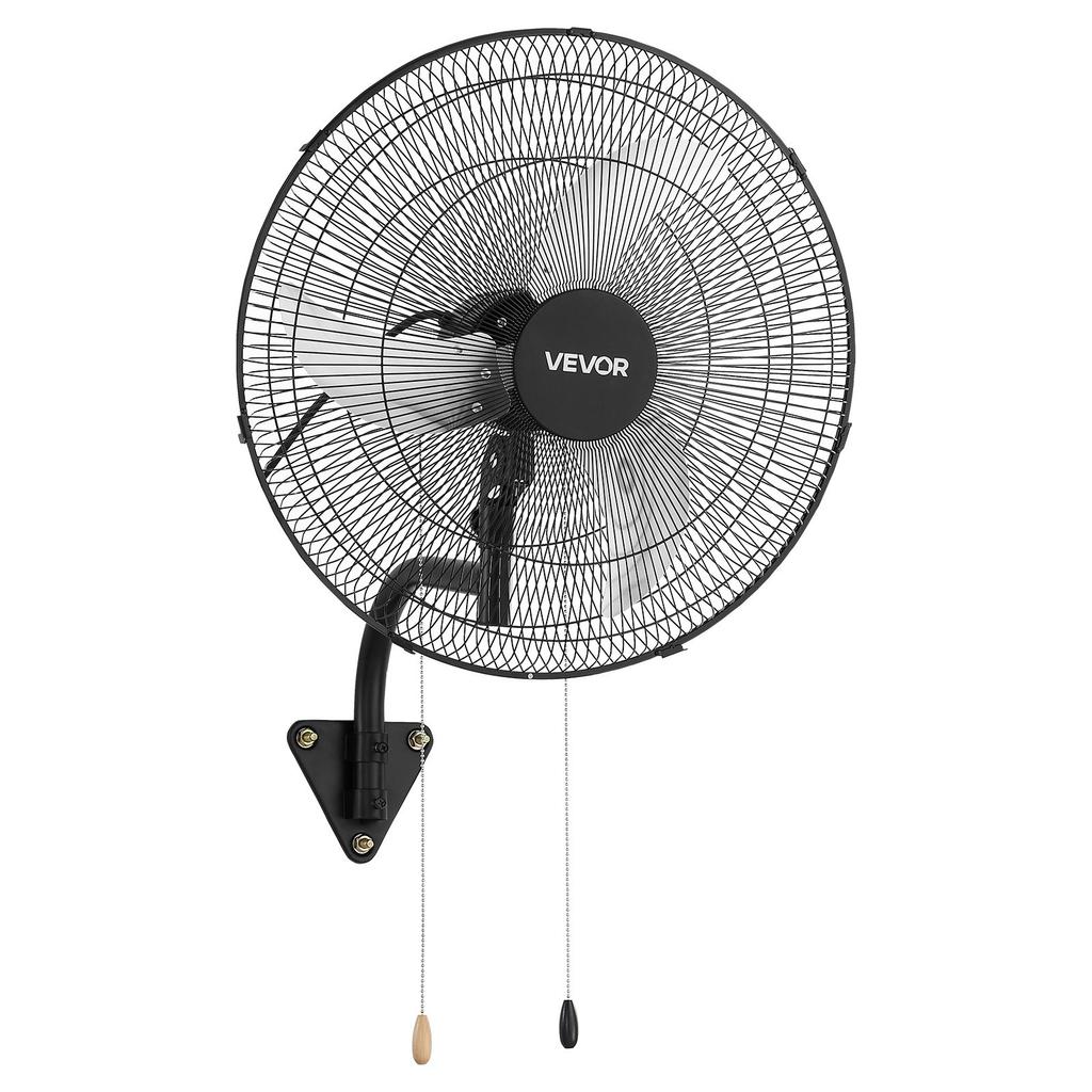 VEVOR Wall Mount Fan, 500mm Wall Mounted Hanging Fan Oscillating, 3-Speed, Long Airflow Distance, Adjustable Rotation Angle