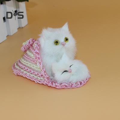 Pantoufles en peluche pour chat Mom&Me - Jouet pour enfants - Simulation d'animal - Ornement artisanal - Cadeau de Noël