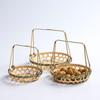 Envious Porcelain Bamboo Handled Basket - Round Handle Tea, Pastry, & Fruit Tray, Creative Multi-Layer Small Basket