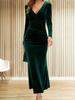 2025 Women's European Velour High Waist Slim Fit Side Slit Skirt for Autumn/Winter