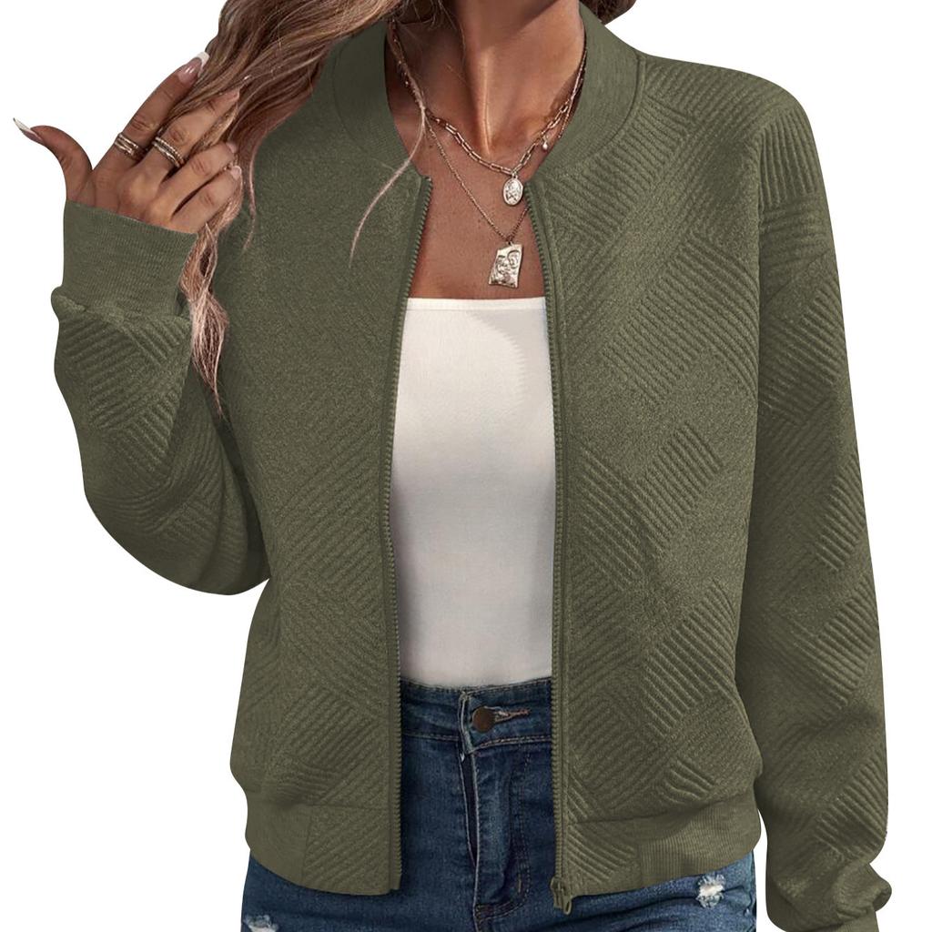 Giacche e cappotti a maniche lunghe con stampa tinta unita, casual, autunno inverno, da donna