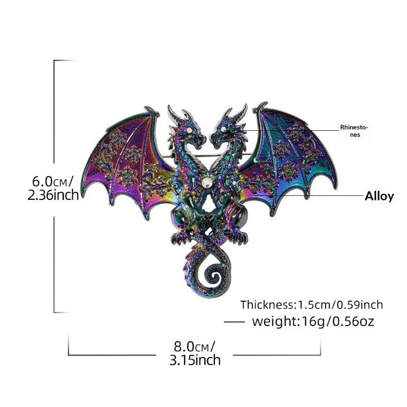 Matte Finish Metal Double Headed Dragon Brooch 1Pcs Unisex Animal Pin Fashion Accessory for Blazer Backpack Daily Outfit