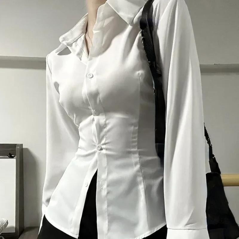 Women Sexy Solid Color Slim Chiffon Shirt Turn-down Collar Flare Sleeve Tunic Bandage Design Vintage Female Blouses Spring 2026