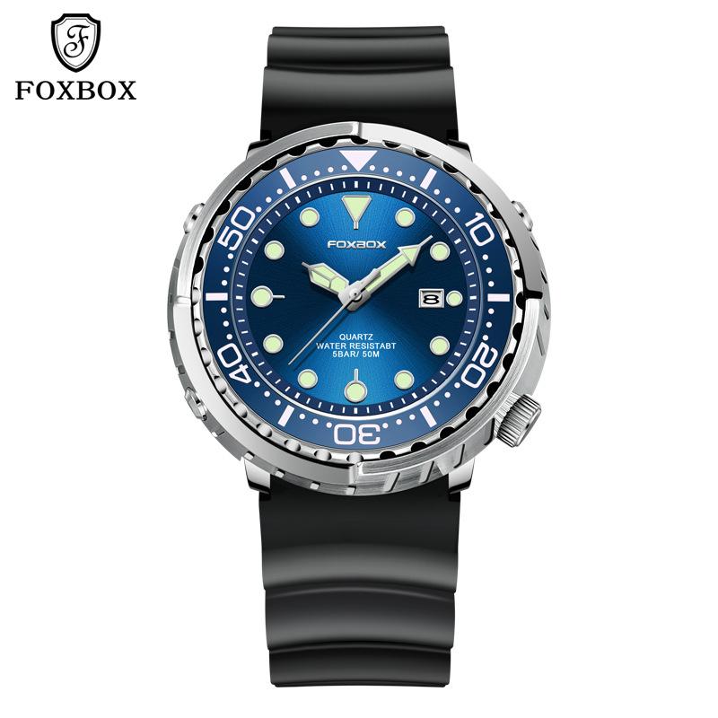 LIGE FOXBOX Herren-Quarzuhr Dreizeiger-Datum Wasserdicht Business-Armbanduhr Schwarzes Edelstahl