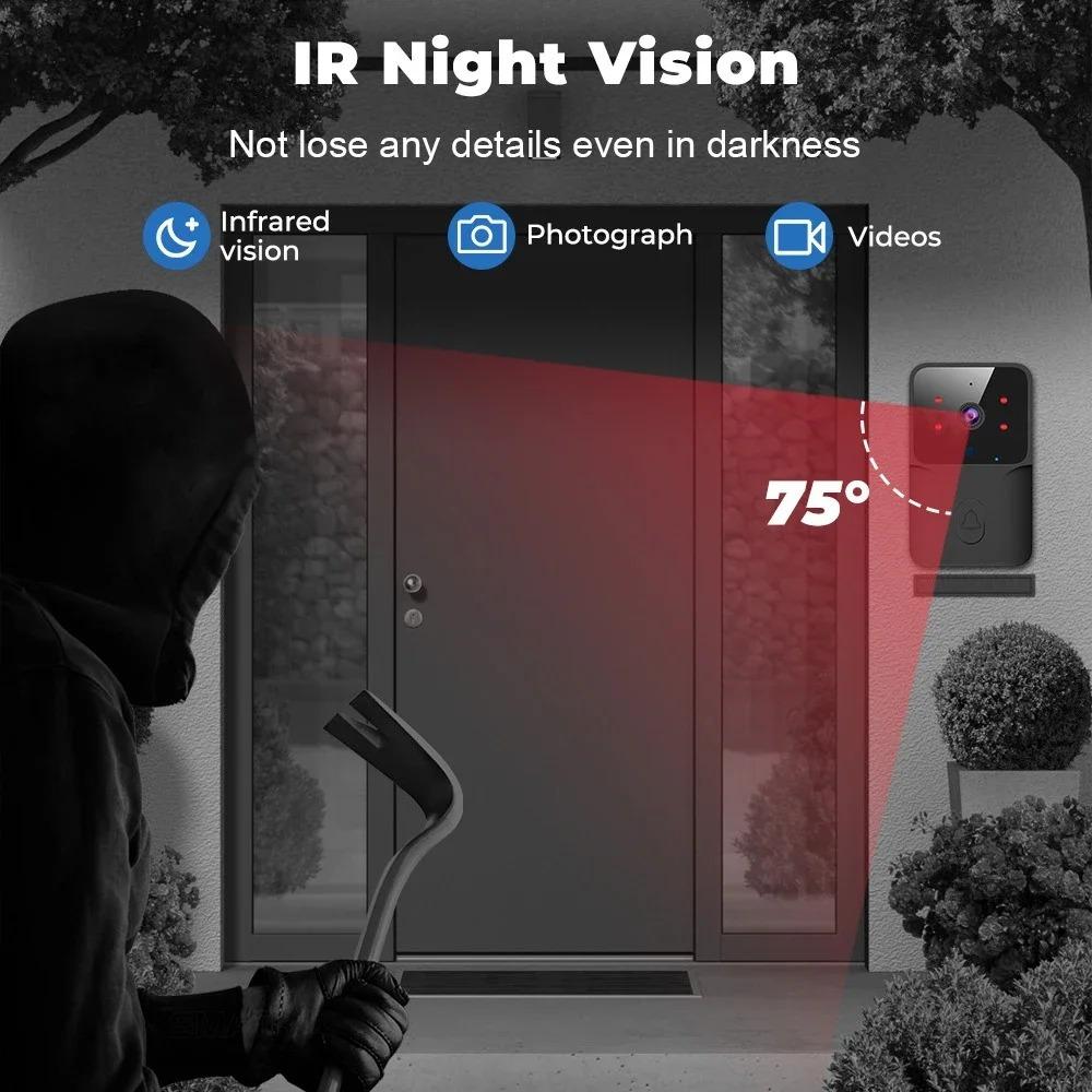 HD Wireless Doorbell Infrared Night Vision Doorbell Camera Fashion Smart Video Doorbell