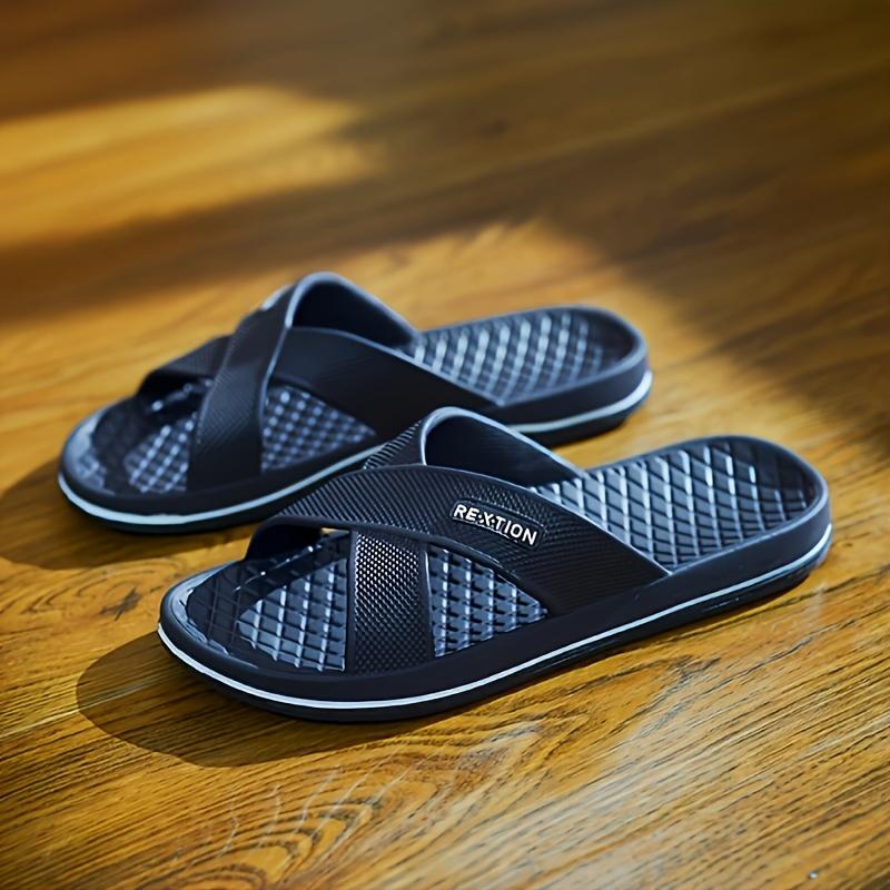 Men's Trendy Solid Color Open-Toe Breathable Slippers Non-Slip Durable EVA Slide Sandals for Outdoor Activities & Casual Comfortable Footwear