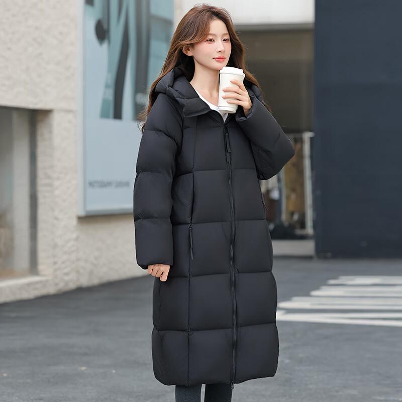 

Fengmao Women s Loose-Fit Hooded Long Down Jacket L