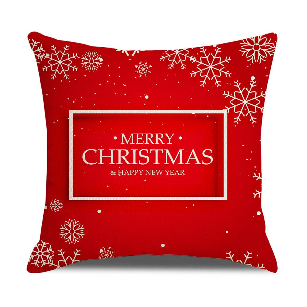 New Red and White Christmas Pillowcase Homewares Cartoon Elk Linen Sofa Pillowcase