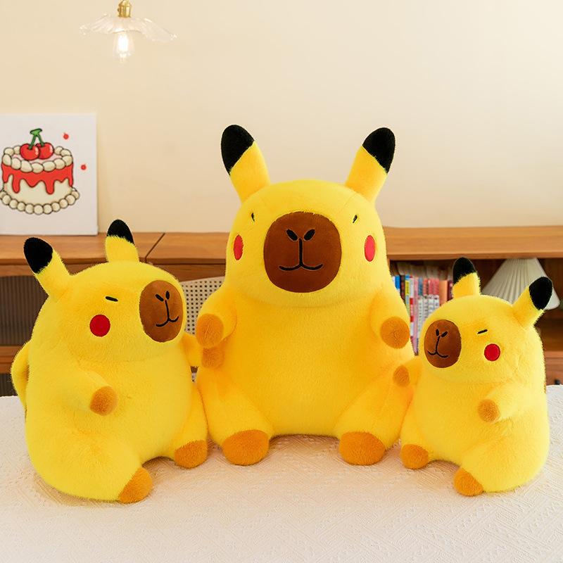Capybara Plush Pikachu Toy Cute Cartoon Throw Pillow Cushion Doll Gift