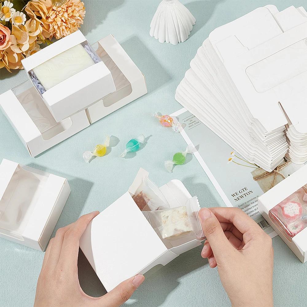 WTEMPO Foldable Clear Window Paper Gift Boxes Versatile Packaging Boxes for Soap Figurines Ornaments Ideal for All Seasons