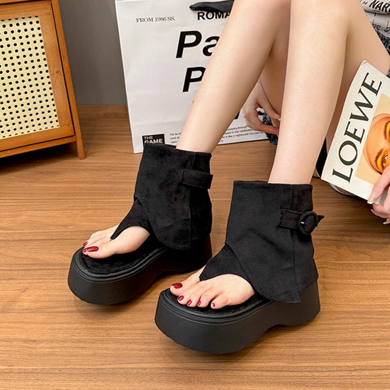Summer women's sandals high tube removable Roman style sandals playful cute versatile fashion women's shoes commuter