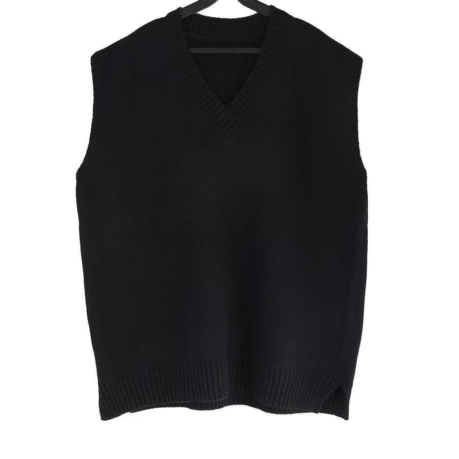 Korean Style V-Neck Sleeveless Cardigan - Men's Knitted Sweater Vest for Spring & Autumn In Solid Colors