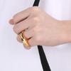 Kalen Creative Gold Color Men's Ring Hip Hop Shiny Stainless Steel Jewelry Chunky Curved Hook 6 Charms Finger Accessories Gift