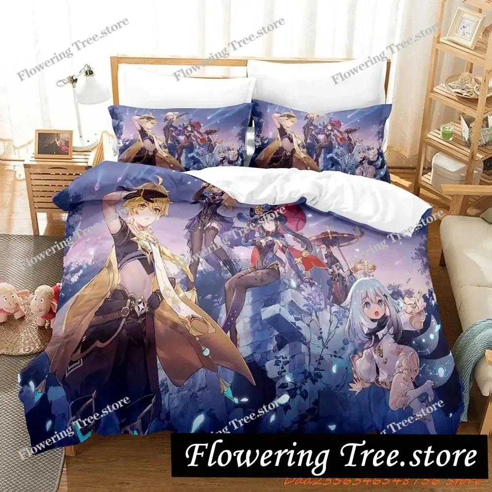 Game Genshin Impact Scaramouche Bedding Set Cartoon Anime Set Adult Kid Bedroom Duvetcover Sets 3D Kawaii