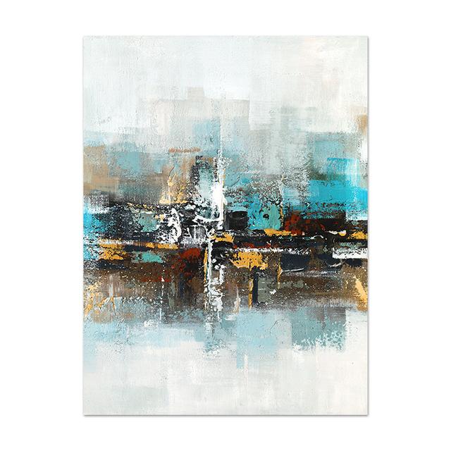 Nordycki Abstrakcyjny Pejzaż Obraz na Płótnie Niebieski Obraz Olejny Druk na Płótnie Obraz Sztuka Ścienna Plakaty do Salonu Dekoracja Domu