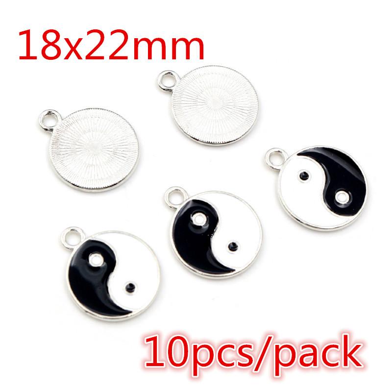 Fashion New Alloy Metal Drop Oil Two-Sided Kit Tai Chi Bagua Macroporous Charms