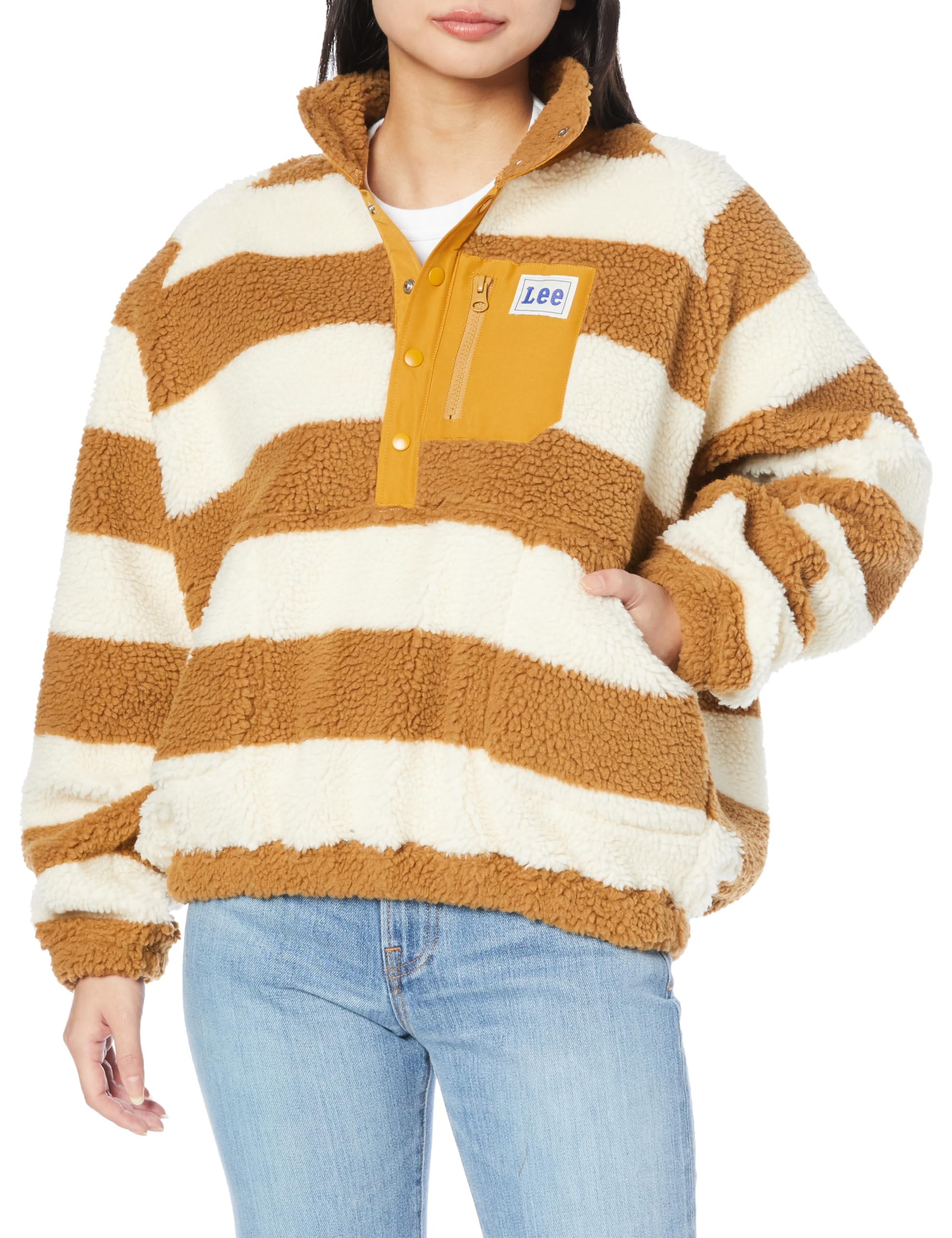 

Женский топ Lee Half Snap из флиса боа, коричневый,