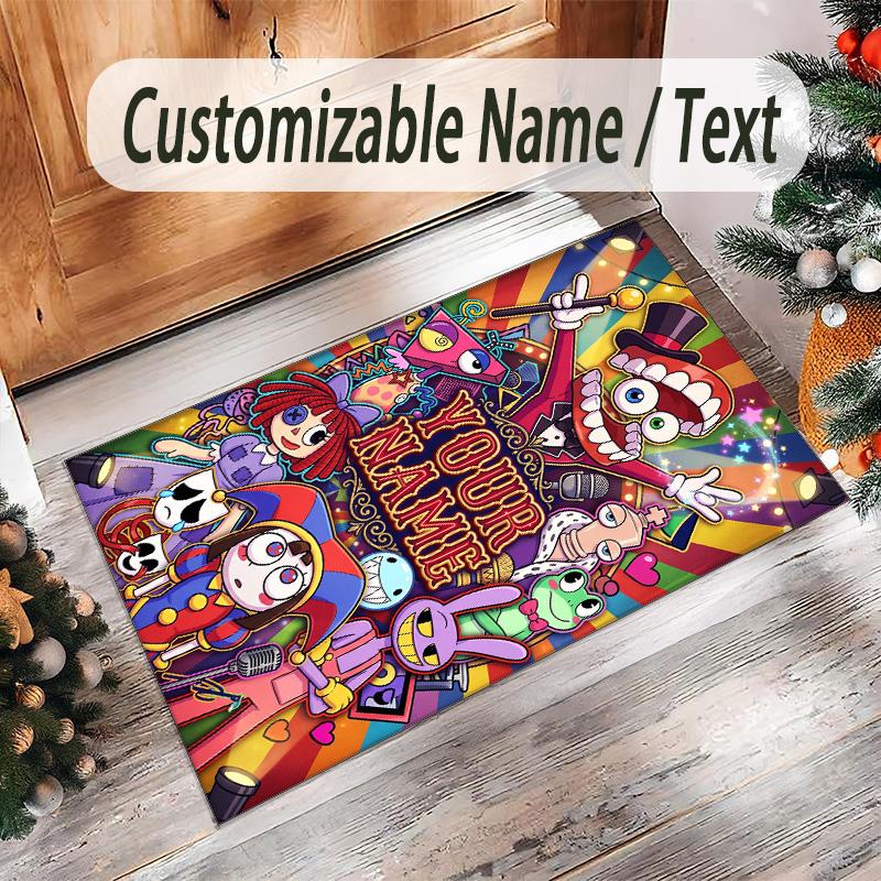 Personalized Crystal Velvet Carpet Custom Name Text,The Amazing Digital Circus Anti Slip Area Rug For Home Decoration