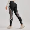 Women's Color Blocked Mesh Yoga Pants with European and American Splicing, High Waist and Hip Lifting Running Sports Pants