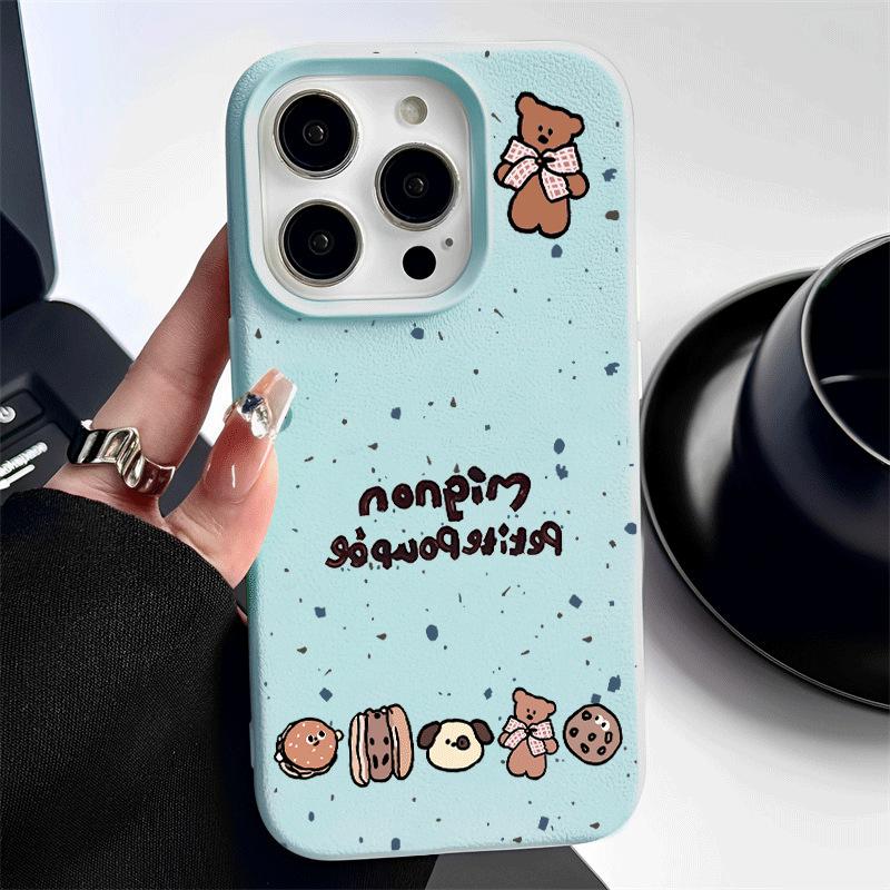 

Чехол для мобильного телефона Cookie Bear Apple 16promax 12 Подходит для Iphone15plus Противоударный 14 Кожаный узор 13mini Apple XS