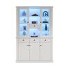 N625P293053054055W)Vetrina con LED, 4 Cassetti e 5 Ante, 21 Scomparti, Mobile Soggiorno, MDF, 119,5*40*180cm