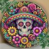 Day of the Dead Sugar Skull Metal Sign 8x8 Waterproof Aluminum Wall Art Vintage Halloween Decor for Home Garage Bar Cafe