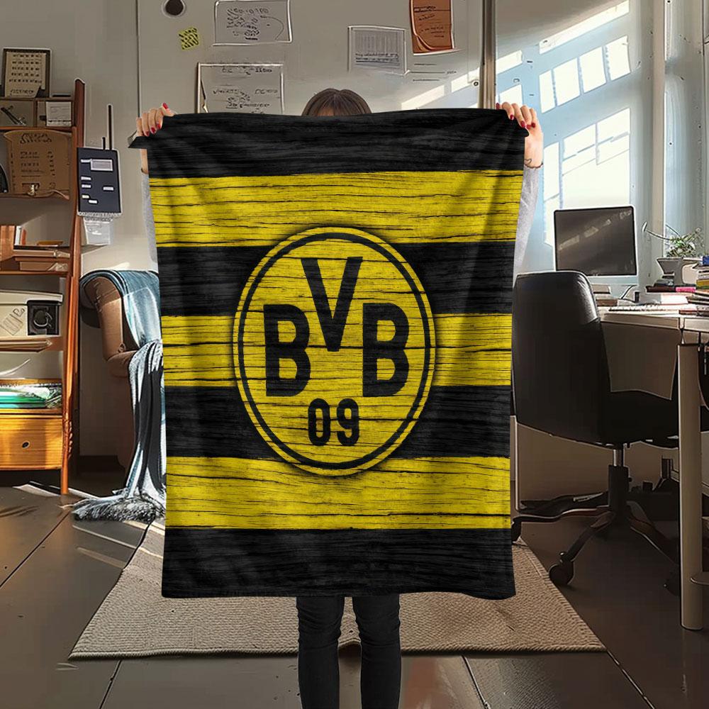 1PC Borussia Patterned Flannel Blanket Suitable For All Seasons for Home Decor Warmth and Comfort Gifts Holiday Present